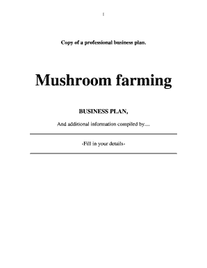 Mushroom Business Plan PDF  Form
