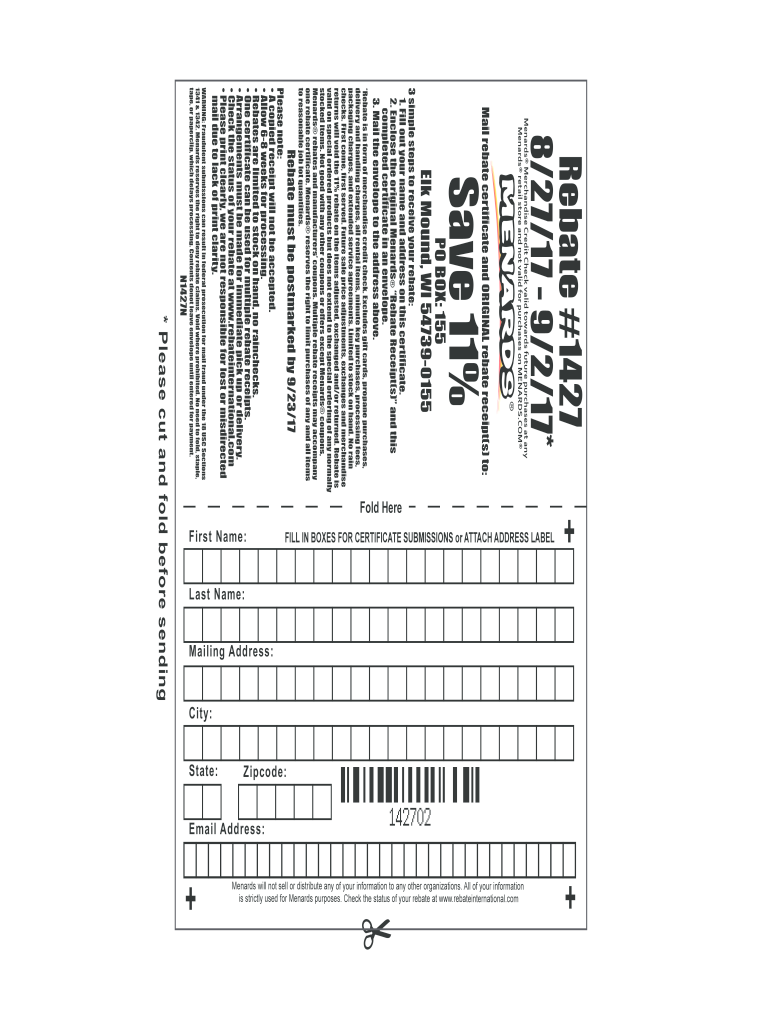 Expired Menards Rebate Forms 2017-2022: get and sign the form in seconds