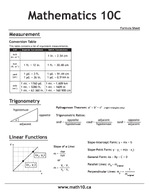 Mathematics 10C  Form