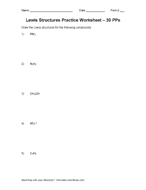 Lewis Structure Practice Worksheet  Form