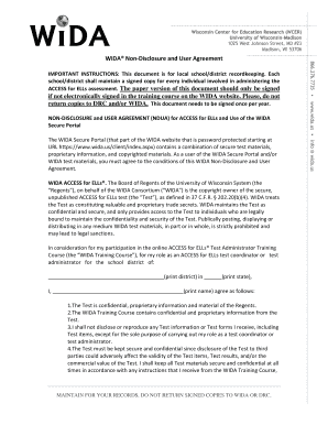 Wida Non Disclosure Agreement  Form