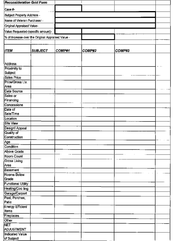 Va Reconsideration Value  Form