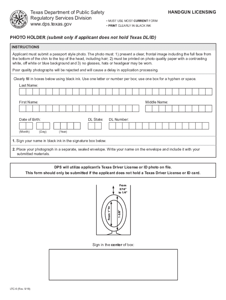  PHOTO HOLDER Submit Only If Applicant Does Not Hold Texas DLID 2018-2024