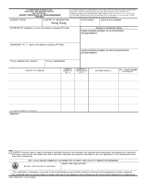 Agriculture Export  Form