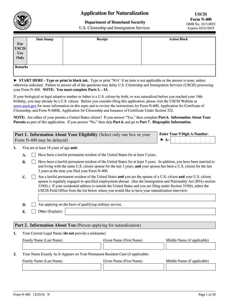  N400 Form PDF 2016