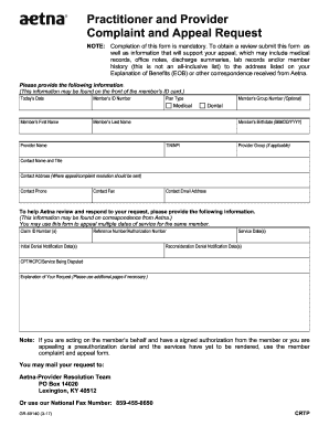Aetna Appeal  Form