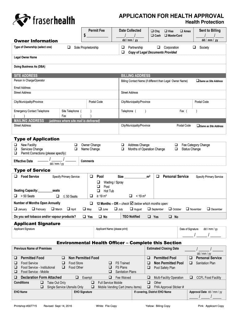  Health Approval Application 2016-2024