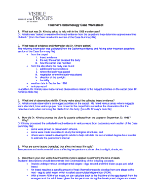 Visible Proofs Entomology Worksheet  Form