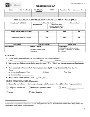 Parkland Financial Assistance Renewal  Form