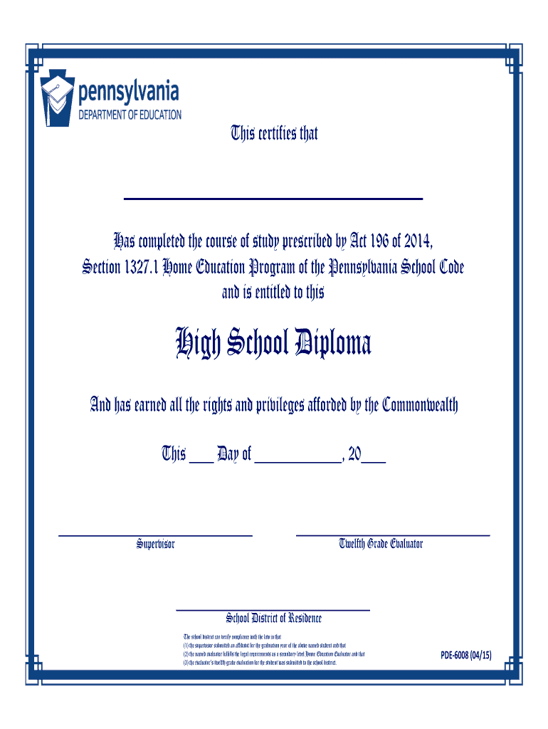 Pa Diploma  Form