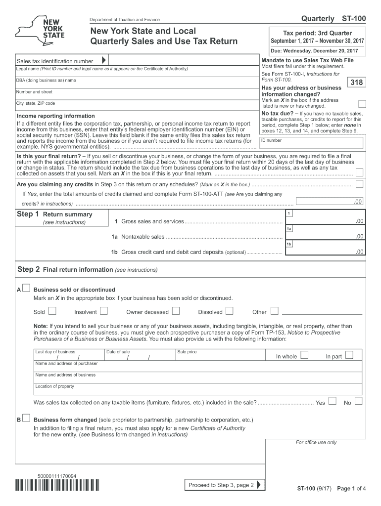  Tax Form St 100 2017