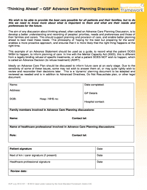 Advance Care Planning Documentation Template  Form