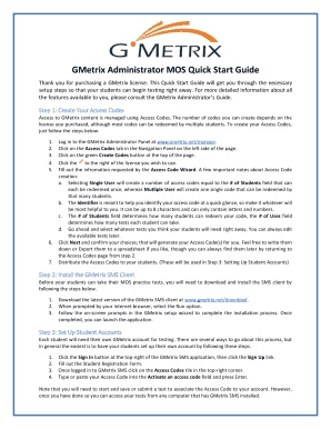 Gmetrix Access Code  Form