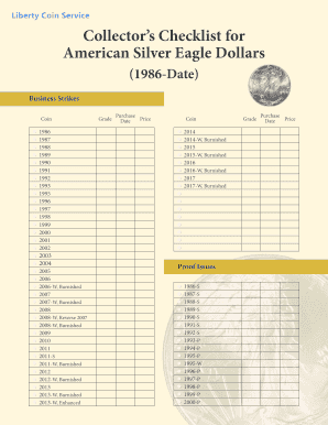 Silver Eagle Checklist  Form