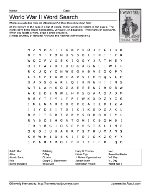 World War 2 Word Search PDF  Form