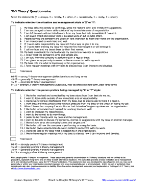 Theory X and Theory Y Questionnaire  Form