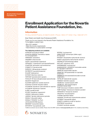  Novartis Patient Assistance Foundation Enrollment Application 2018
