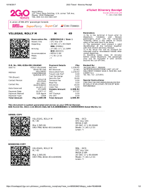 ETicket Itinerary Receipt  Form