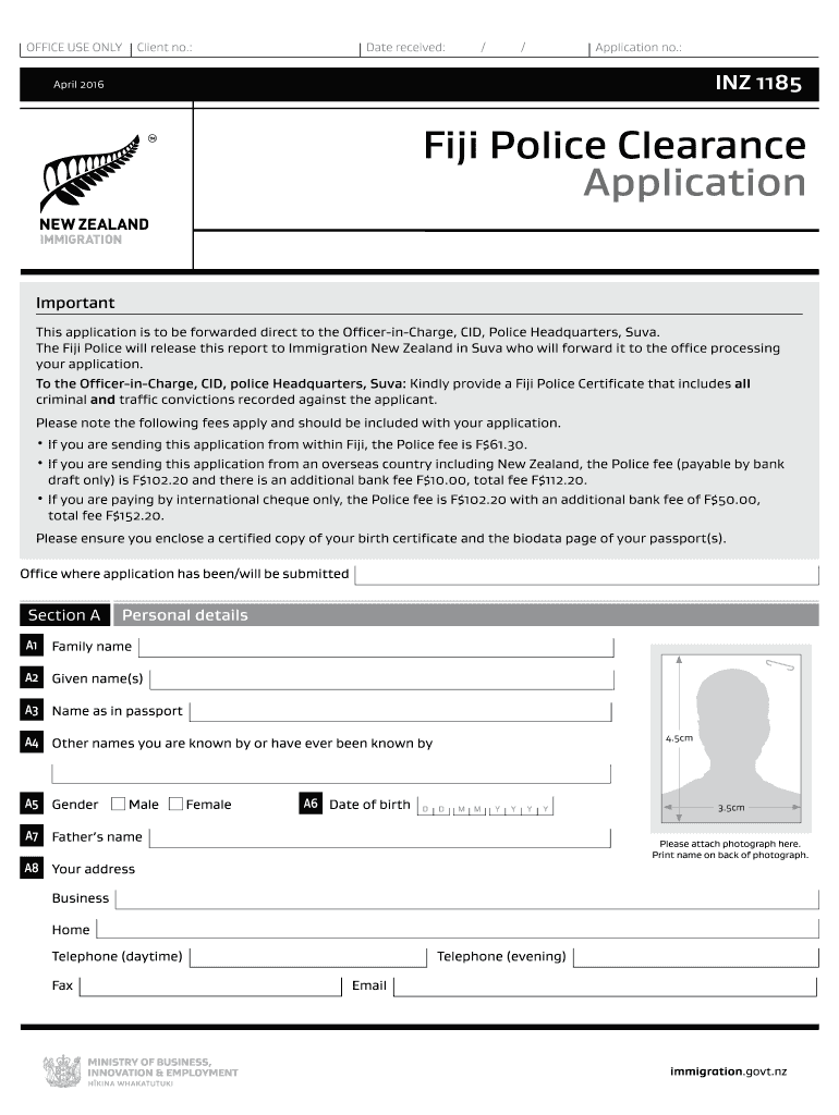  Fiji Police Clearance Form 2016
