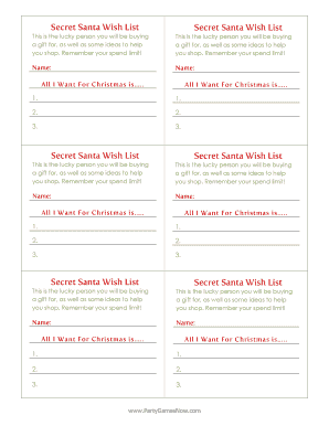 Secret Santa Wish List  Form