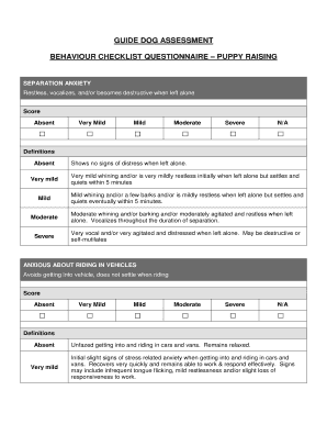 GUIDE DOG ASSESSMENT  Form