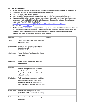 TED Talk Planning Sheet  Form