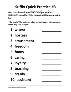 Suffix Quick Practice #3  Form