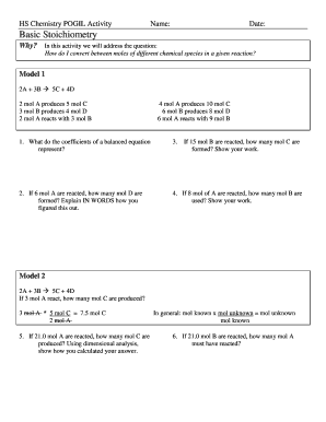 Pogil Stoichiometry Answer Key  Form