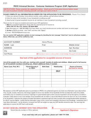 PECO Universal Services Customer Assistance Program CAP Application  Form