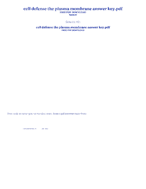 Cell Defence the Plasma Membrane Answer Key  Form