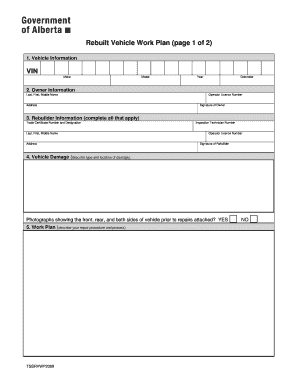 Guide to Completing a Rebuilt Vehicle Work Plan  Form