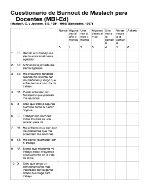 Cuestionario De Burnout De Maslach Para Docentes  Form