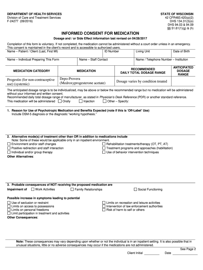  Wi Form Informed Consent Medication 2016-2024