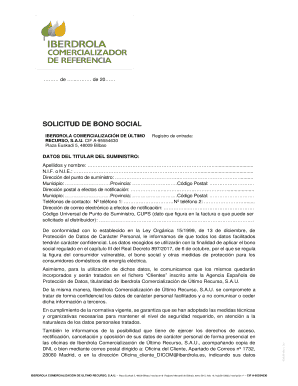 SOLICITUD DE BONO SOCIAL  Form