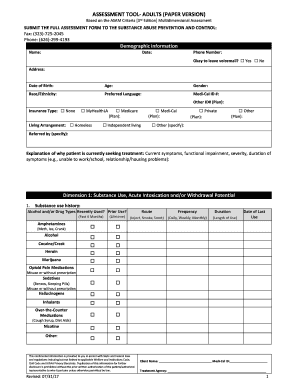 ASSESSMENT TOOL ADULTS PAPER VERSION  Form