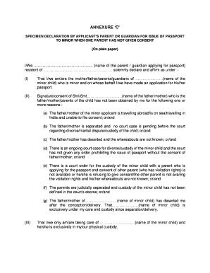 Declaration of the Applicant on a Plain Paper Sample  Form