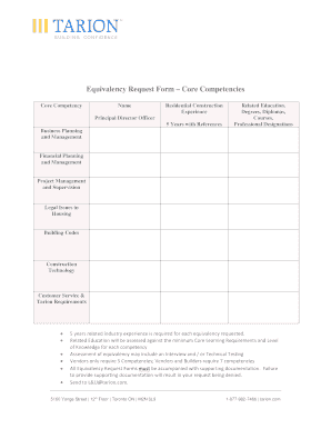  Equivalency Request Form Core Competencies 2016-2024