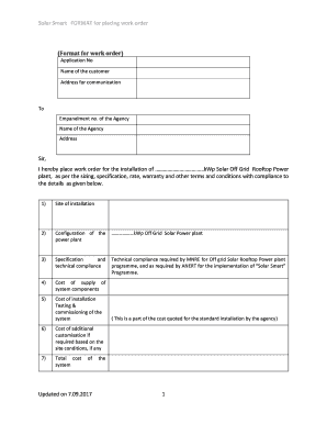 Solar Work Order Format