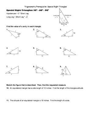 Trigonometry Prerequisite Special Right Triangles  Form