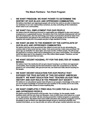 10 Point Program Black Panthers PDF  Form