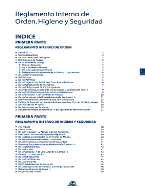 Reglamento Interno De Higiene Y Seguridad  Form