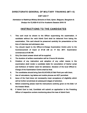 Directorate General of Military Training  Form