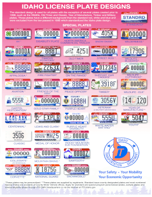 Idaho License Plate Options  Form