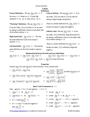 Calculus Cheat Sheet Filetype PDF  Form