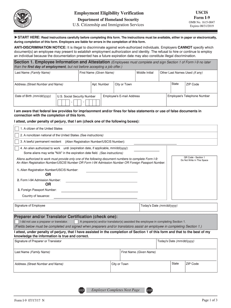  Uscis I 9 Form 2019