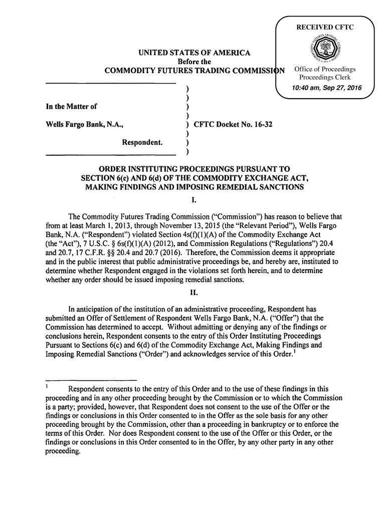 Cftc Bank Order  Form