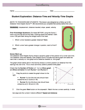 Distance Time and Velocity Time Graphs Gizmo Answers  Form