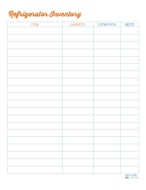 Refrigerator Inventory  Form