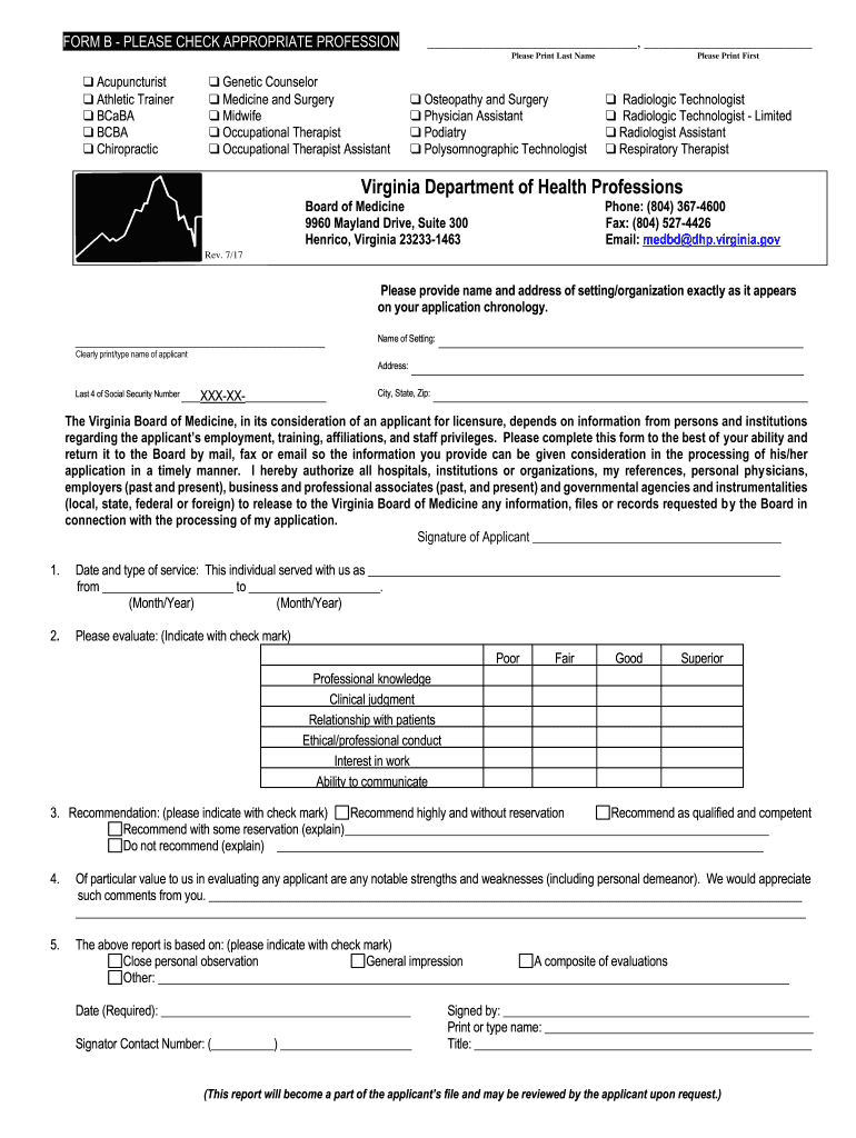 Virginia Form B