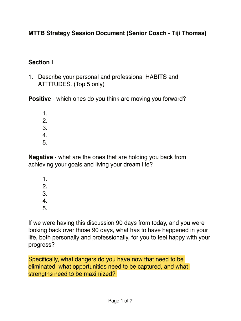 MTTB Strategy Session Document Senior Coach  Tiji Thomas  Form